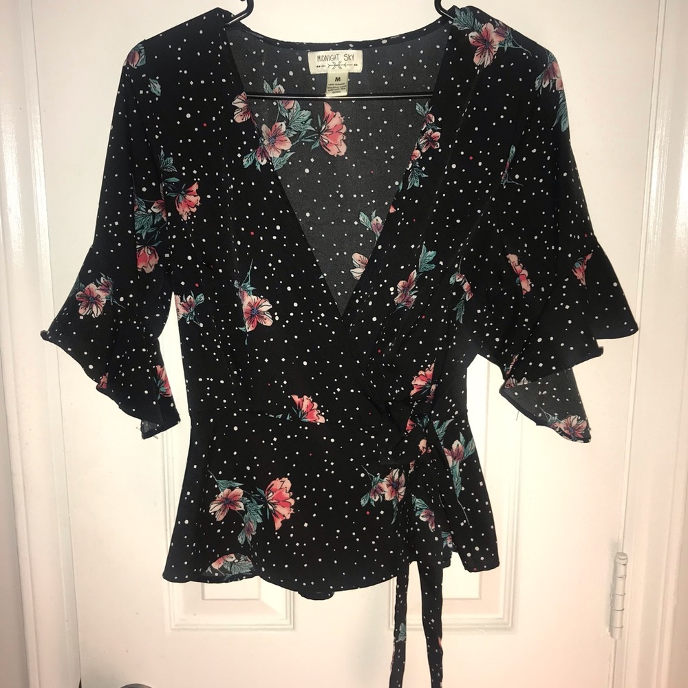 Polka Dot Wrap Top
